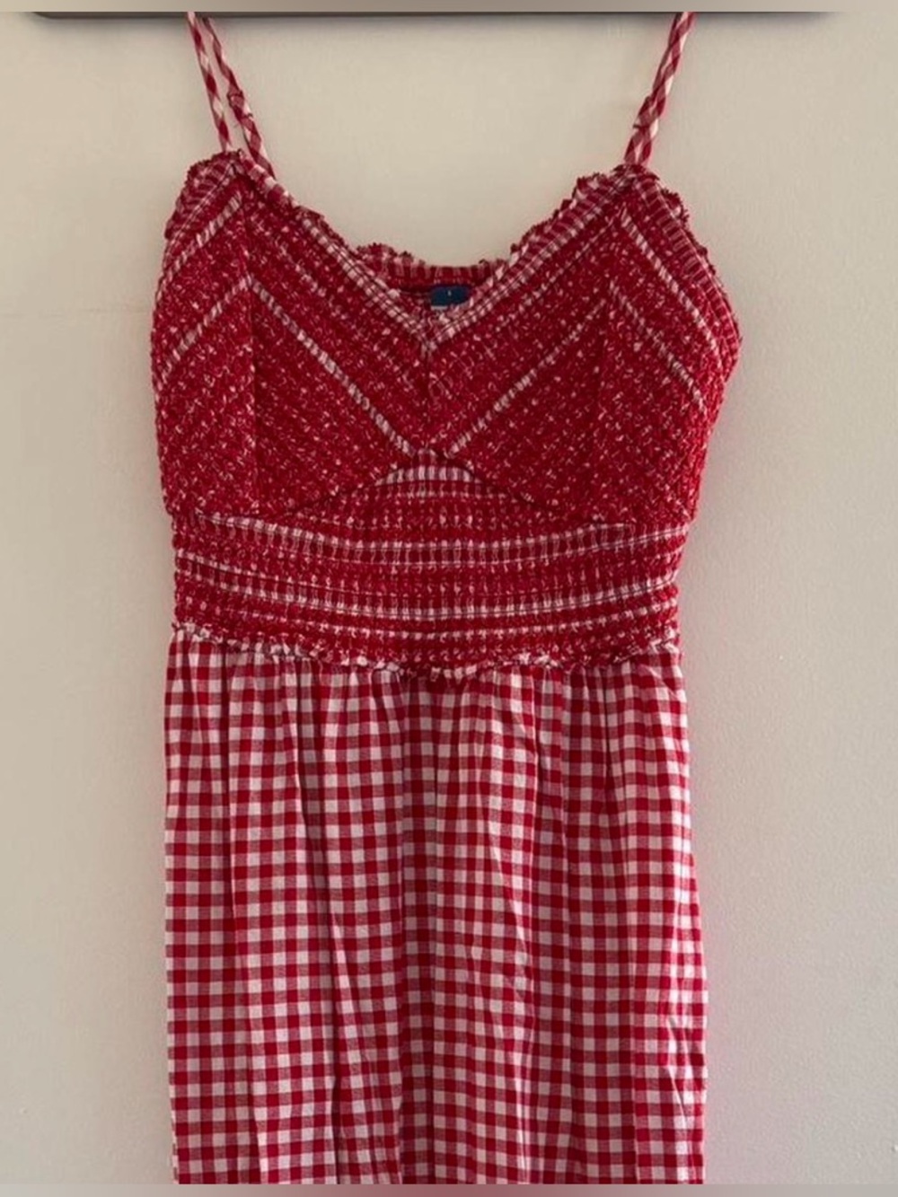 Red Gingham Smocked Sundress